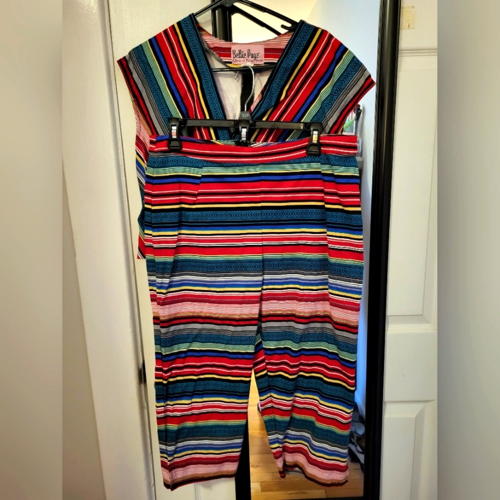 Bettie Page Honey Bop Serape Stripe Capri set 18W